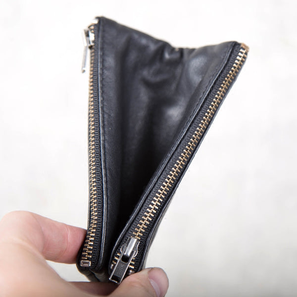 Handmade Genuine Leather Short Wallets Coin Purse Card Wallets Women Men fine