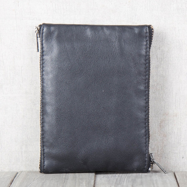 Handmade Black Leather Coin Purse for Women Card Wallets for Women