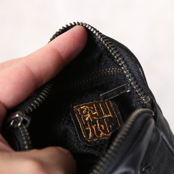 Handmade Genuine Leather Short Zip Wallets Clutches Coin Card Wallet Purse Women Men fine