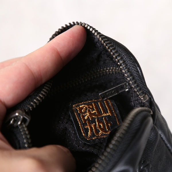 Handmade Genuine Leather Short Zip Wallets Clutches Coin Card Wallet Purse Women Men gift