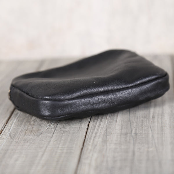 Womens Handmade Black Leather Wallet Coin Purse Card Wallet for Women