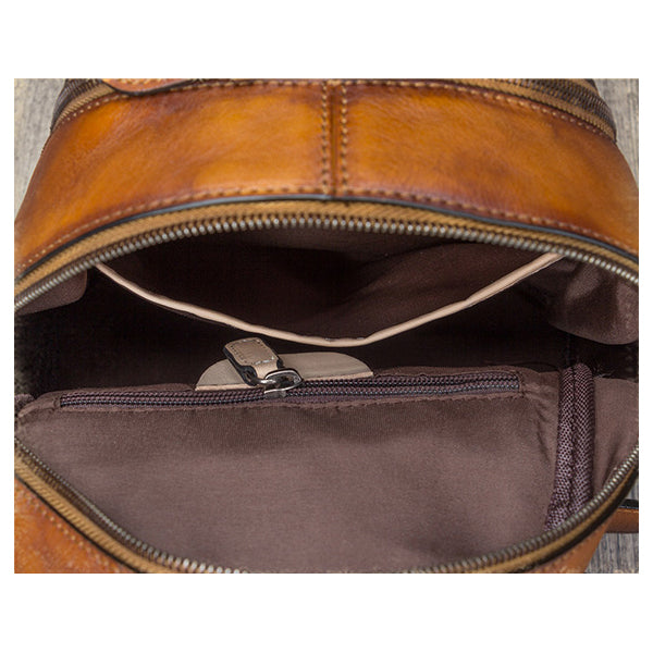 Handmade Genuine Leather Small Backpack Laptop Bags School Bags Purses Women Vintage