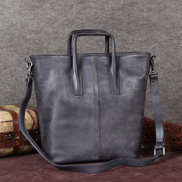 Handmade Genuine Leather Totes Handbags Crossbody Shoulder Bags Purses Accessories Gift Women Grey