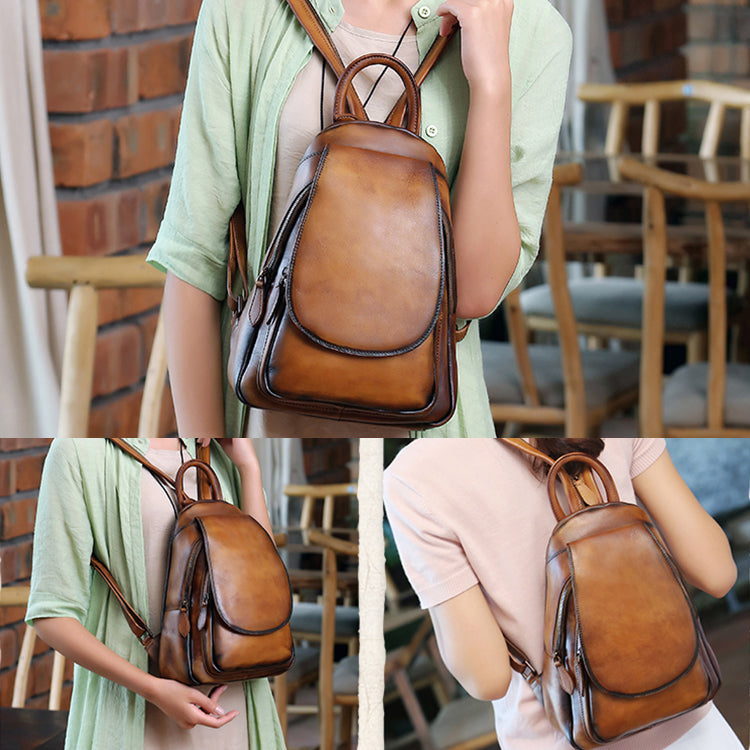 Designer Womens Brown Leather Laptop Backpack Purse Cool Backpacks for –  igemstonejewelry