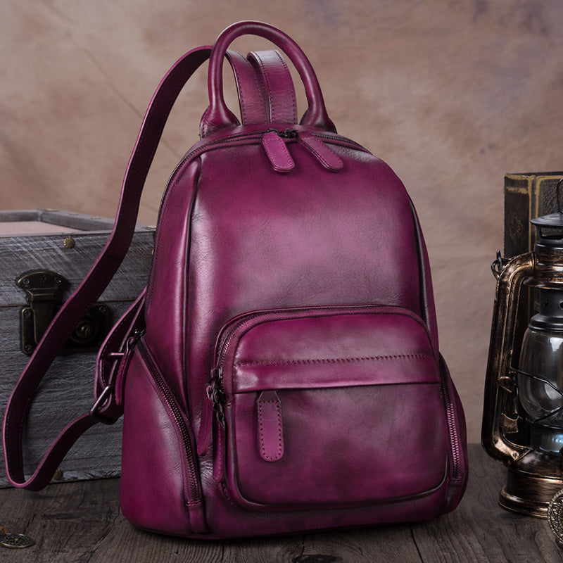 colorful leather backpacks for school Vintage Womens Brown Leather Backpack Purse Laptop Book Bag for Women – igemstonejewelry