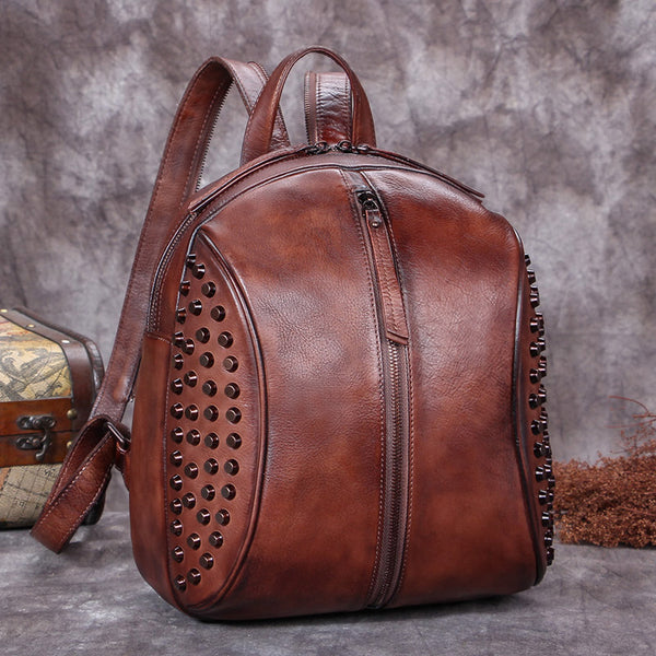 Handmade Genuine Leather Vintage Backpacks Handbag School bags Purses for Women