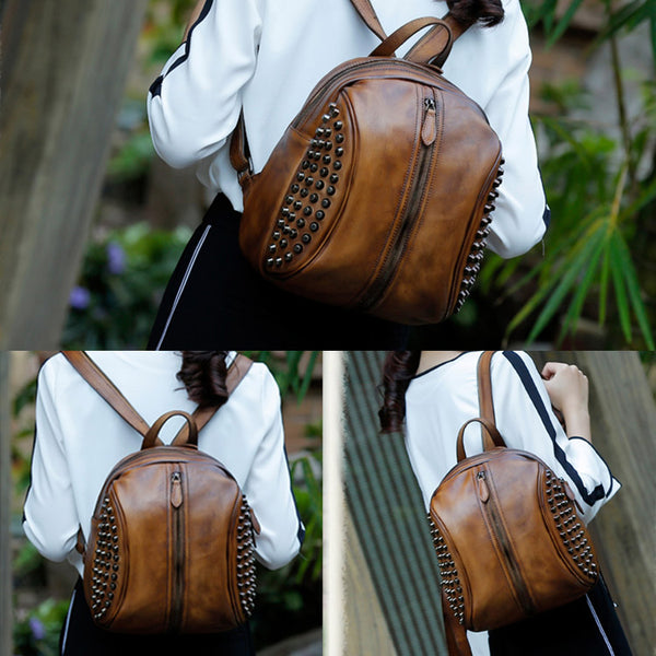 Handmade Genuine Leather Vintage Backpacks Handbag School bags Purses Women beautiful