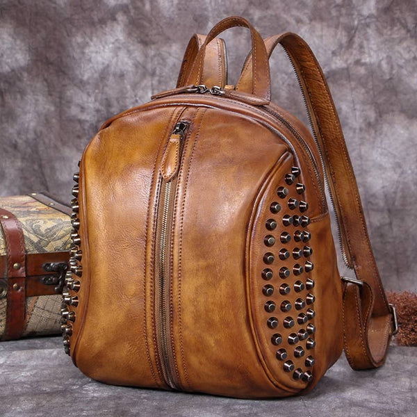 Handmade Genuine Leather Vintage Backpacks Handbag School bags Purses Women gift