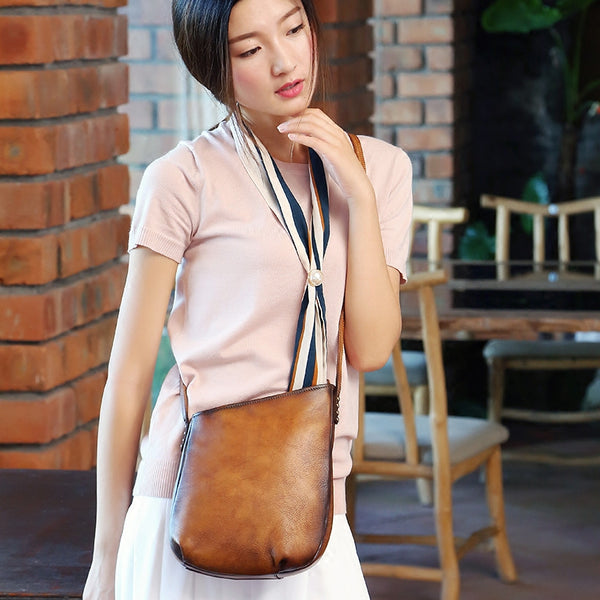 Handmade Genuine Leather Vintage Crossbody Shoulder Bags Purses Women