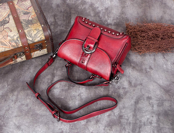 Handmade Genuine Leather Vintage Handbag Crossbody Shoulder Bags Purses Women Minimalism