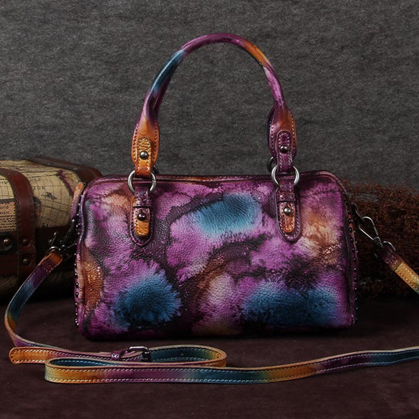 Handmade Genuine Leather Vintage Handbag Crossbody Shoulder Bags Purses Women Colored