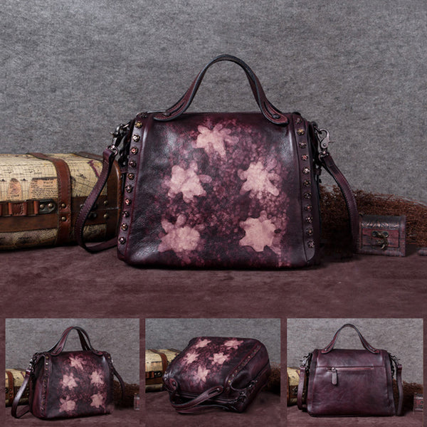 Handmade Genuine Leather Vintage Handbag Crossbody Shoulder Bags Purses Women details