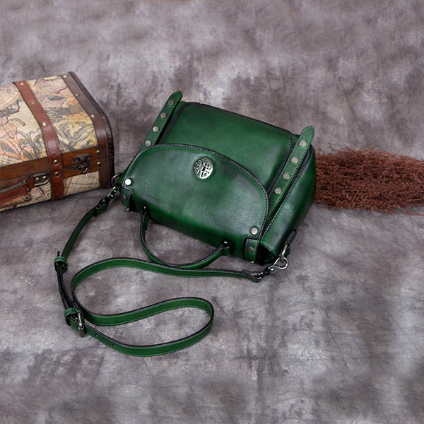Handmade Genuine Leather Vintage Handbag Crossbody Shoulder Bags Purses Women fashion