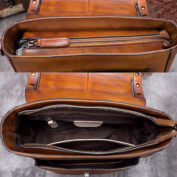 Handmade Genuine Leather Vintage Handbag Crossbody Shoulder Bags Purses Women
