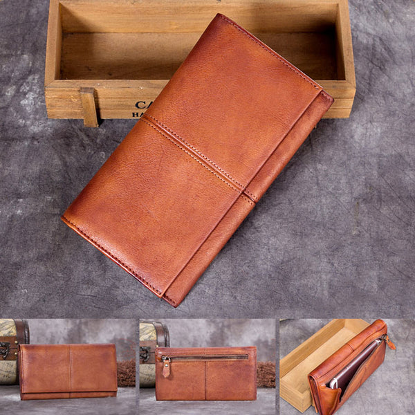 Handmade Genuine Leather Vintage Long Wallet Purse Clutch Accessories Gift Women Vintage details