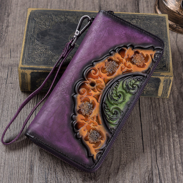 Handmade Genuine Leather Vintage Long Wallet Purse Clutch Accessories Gift Women chic