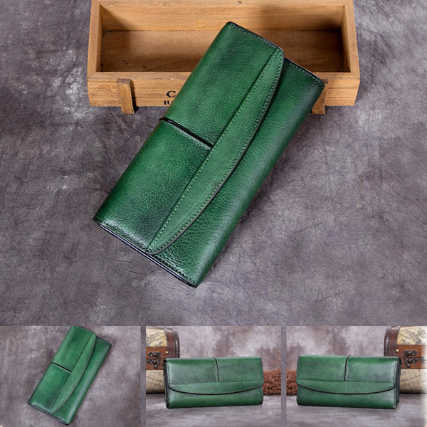 Handmade Genuine Leather Vintage Long Wallet Purse Clutch Accessories Gift Women cool
