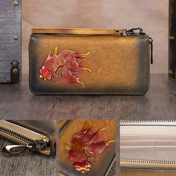 Handmade Genuine Leather Vintage Long Wallet Purse Clutch Accessories Gift Women fashionable