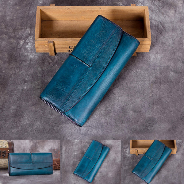 Handmade Genuine Leather Vintage Long Wallet Purse Clutch Accessories Gift Women fine