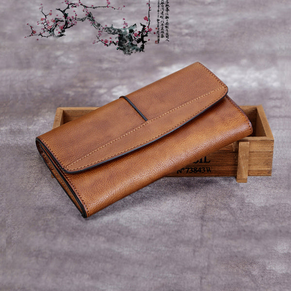 Handmade Genuine Leather Vintage Long Wallet Purse Clutch Accessories Gift Women girl
