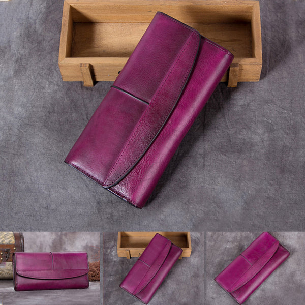 Handmade Genuine Leather Vintage Long Wallet Purse Clutch Accessories Gift Women men
