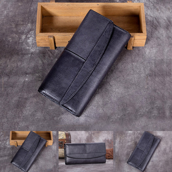 Handmade Genuine Leather Vintage Long Wallet Purse Clutch Accessories Gift Women nice
