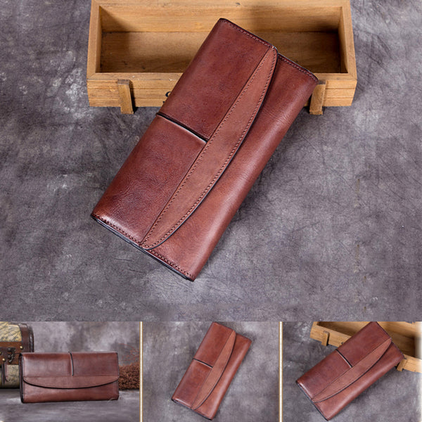 Handmade Genuine Leather Vintage Long Wallet Purse Clutch Accessories Gift Women wonderful