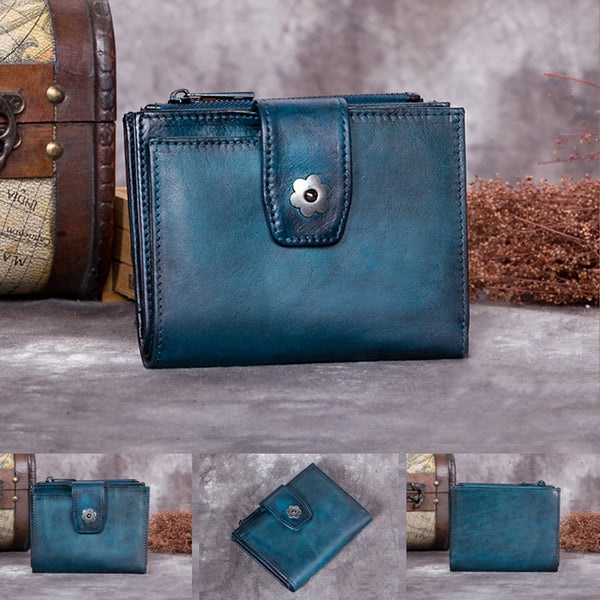 Handmade Genuine Leather Vintage Short Wallet Purse Accessories Gift Women Vintage