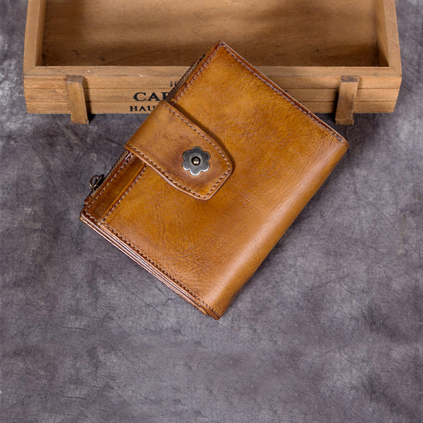 Handmade Genuine Leather Vintage Short Wallet Purse Accessories Gift Women fashionable