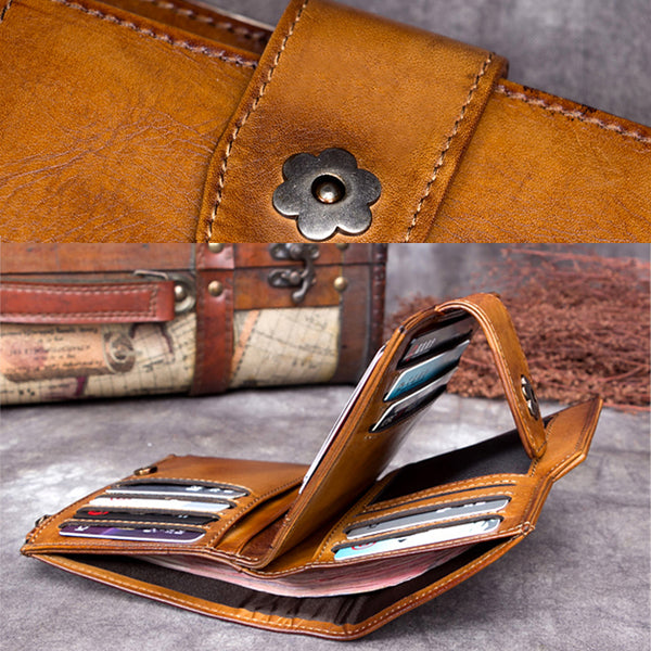 Handmade Genuine Leather Vintage Short Wallet Purse Accessories Gift Women