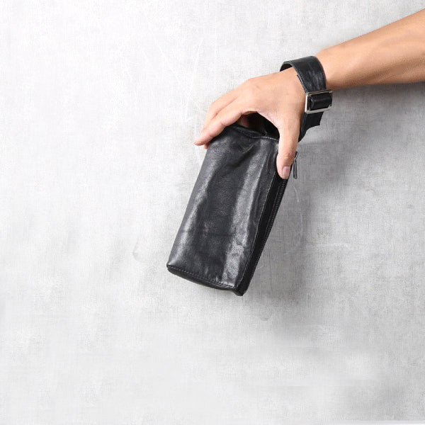 Handmade Genuine Leather Wallet Clutches Handbags Phone Case Women Men Minimalism