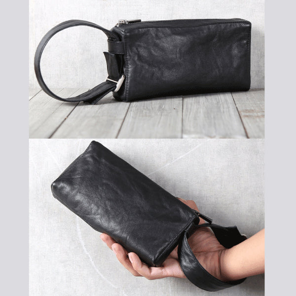 Handmade Genuine Leather Wallet Clutches Handbags Phone Case Women Men Vintage 2