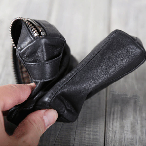 Handmade Genuine Leather Wallet Clutches Handbags Phone Case Women Men Vintage