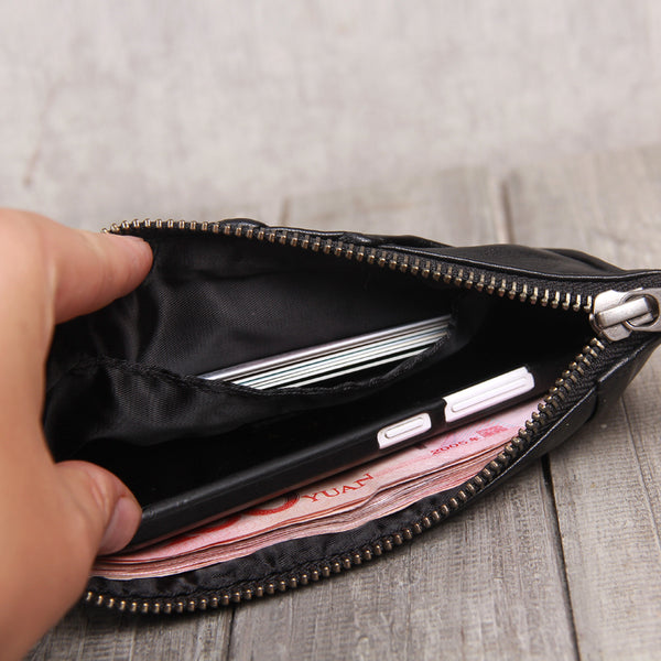 Handmade Genuine Leather Wallet Clutches Handbags Phone Case Women Men details