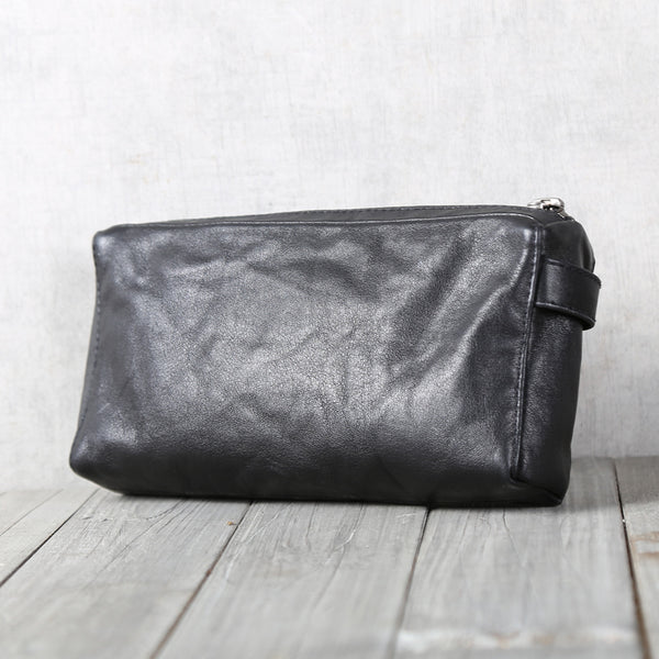 Handmade Womens Leather Wallet Purse Black Leather Clutch for Women