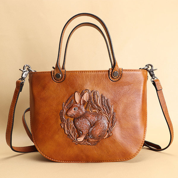 Handmade Ladies Embossed Leather Crossbody Purse Handbags For Women