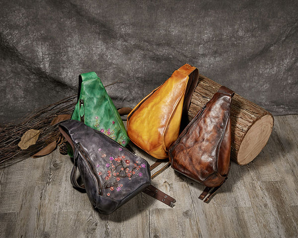 Handmade Ladies Genuine Leather Backpack Purse Small Rucksack Bag For Women Beautiful