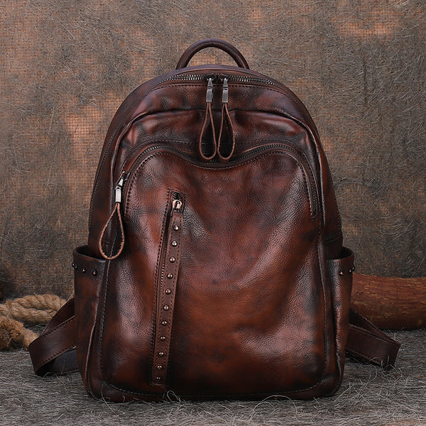 Handmade Ladies Leather Laptop Backpack Purse Women's Leather Rucksack For Women Accessories