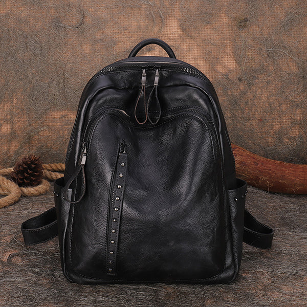 Handmade Ladies Leather Laptop Backpack Purse Women's Leather Rucksack For Women Badass