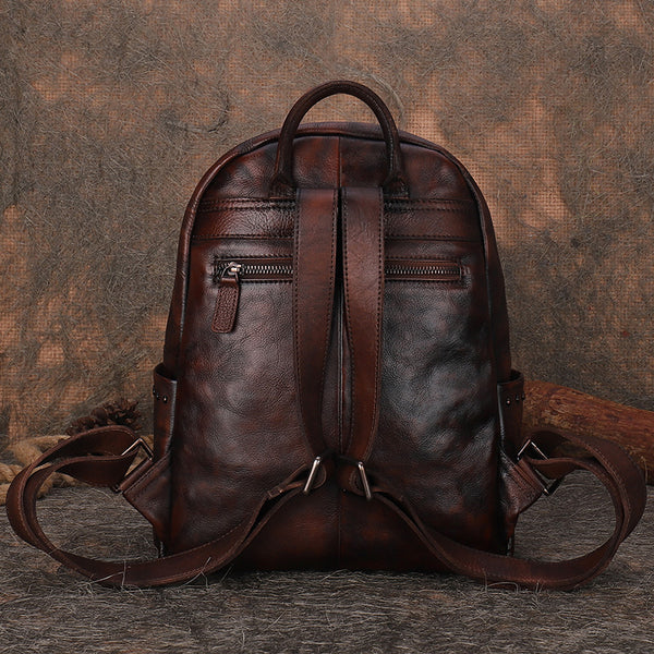 Handmade Ladies Leather Laptop Backpack Purse Women's Leather Rucksack For Women Brown