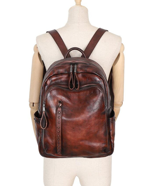 Handmade Ladies Leather Laptop Backpack Purse Women's Leather Rucksack For Women Designer