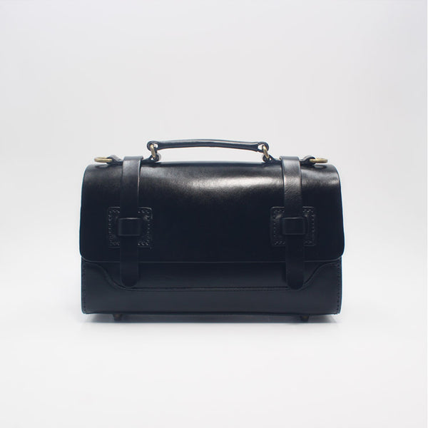 Handmade Leather Handbag Crossbody Messenger Bags Cambridge Satchel Women black