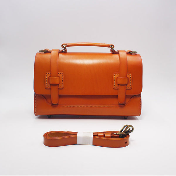 Handmade Leather Handbag Crossbody Messenger Bags Cambridge Satchel Women brown