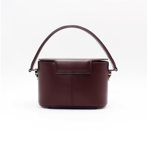 Handmade Leather Handbag Crossbody Shoulder Bag Round Bag Purse Clutch Women back