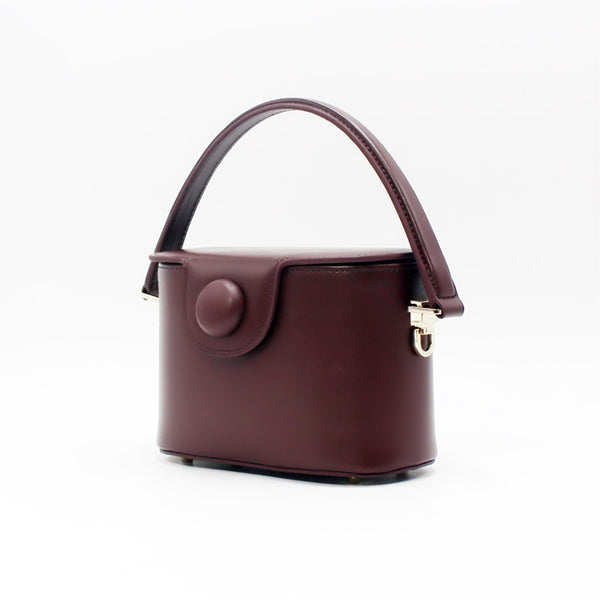 Handmade Leather Handbag Crossbody Shoulder Bag Round Bag Purse Clutch Women gift