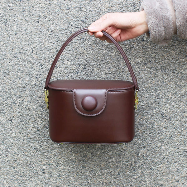 Handmade Leather Handbag Crossbody Shoulder Bag Round Bag Purse Clutch Women outsight