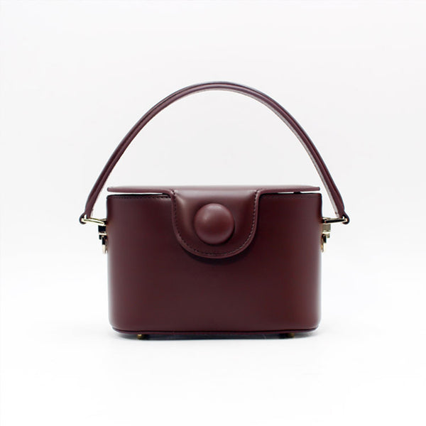 Handmade Leather Handbag Crossbody Shoulder Bag Round Bag Purse Clutch Women