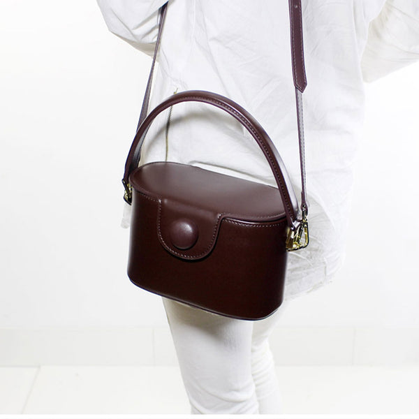 Womens Brown Leather Handbags Bucket Bag Crossbody Bags for  Women