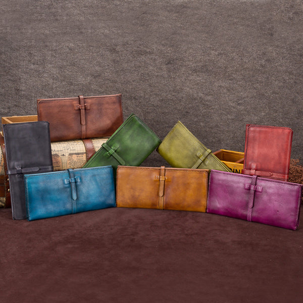 Handmade Leather Long Wallet Clutch Accessories Gift Women Card holder