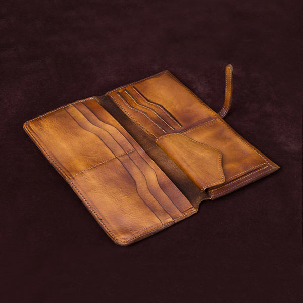 Handmade Leather Long Wallet Clutch Accessories Gift Women inside